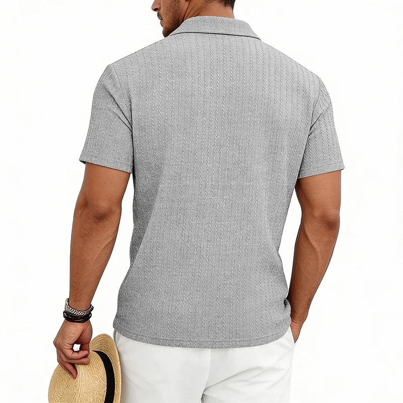 Men's Casual Shirts Textured Short Sleeve Button Down Shirt Summer Loose Fit Knit Tops for Men