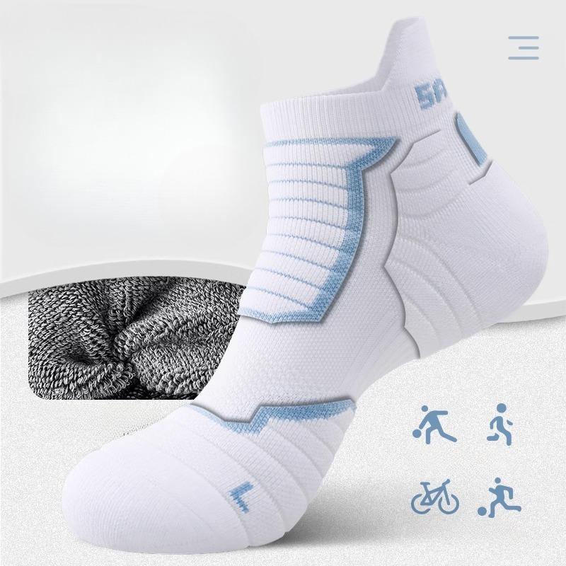 Men's Running Socks for Spring and Summer, Breathable Short Socks for Sports, Marathons, Long-distance Running, Short Tubes, Towels, and Boat Socks