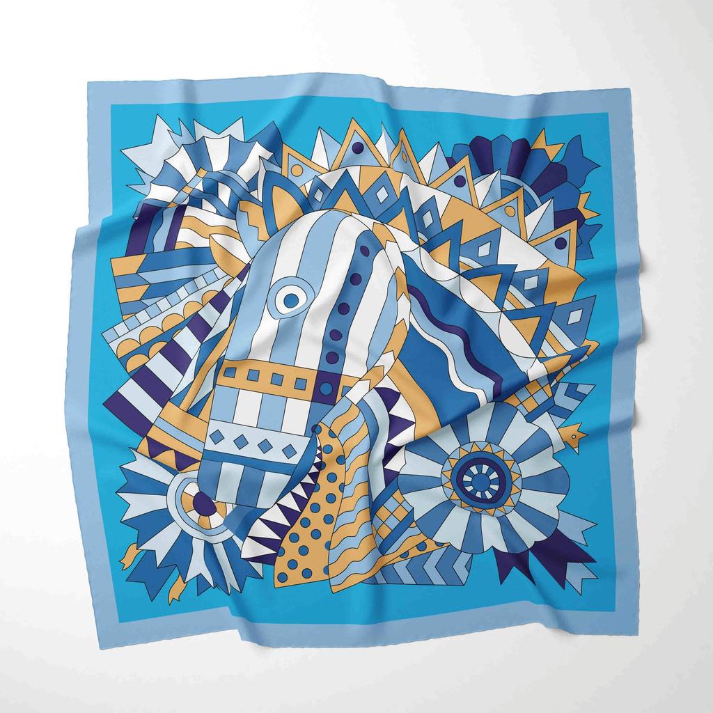 Luxury Design 70*70cm Horse Print Silk Square Scarf Women Soft Satin Hairband Neckerchief Hijab Headband Foulard Gift