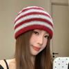 Wool Blend Ribbed Knitted Cap Thick Warm Pullover Hat Fashion Striped Beanie Hat  Gift