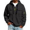 Herren-Farbiger Kapuzenpullover mit halbem Reißverschluss und Ärmeltasche