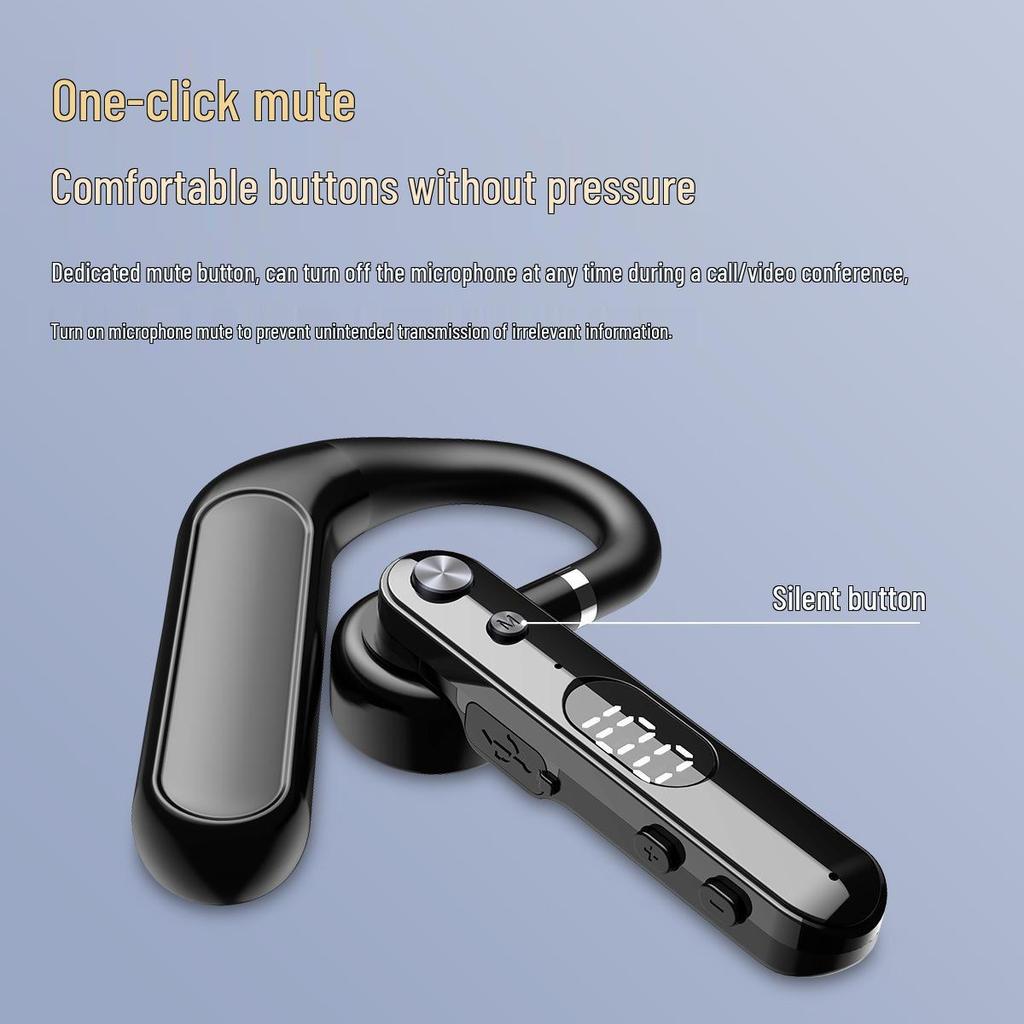 Retro Style Noise-Cancelling Single-Ear Wireless Bluetooth Earphone with Long Standby and Low Latency, v6.0 In-Ear Hook-Type for E-sports