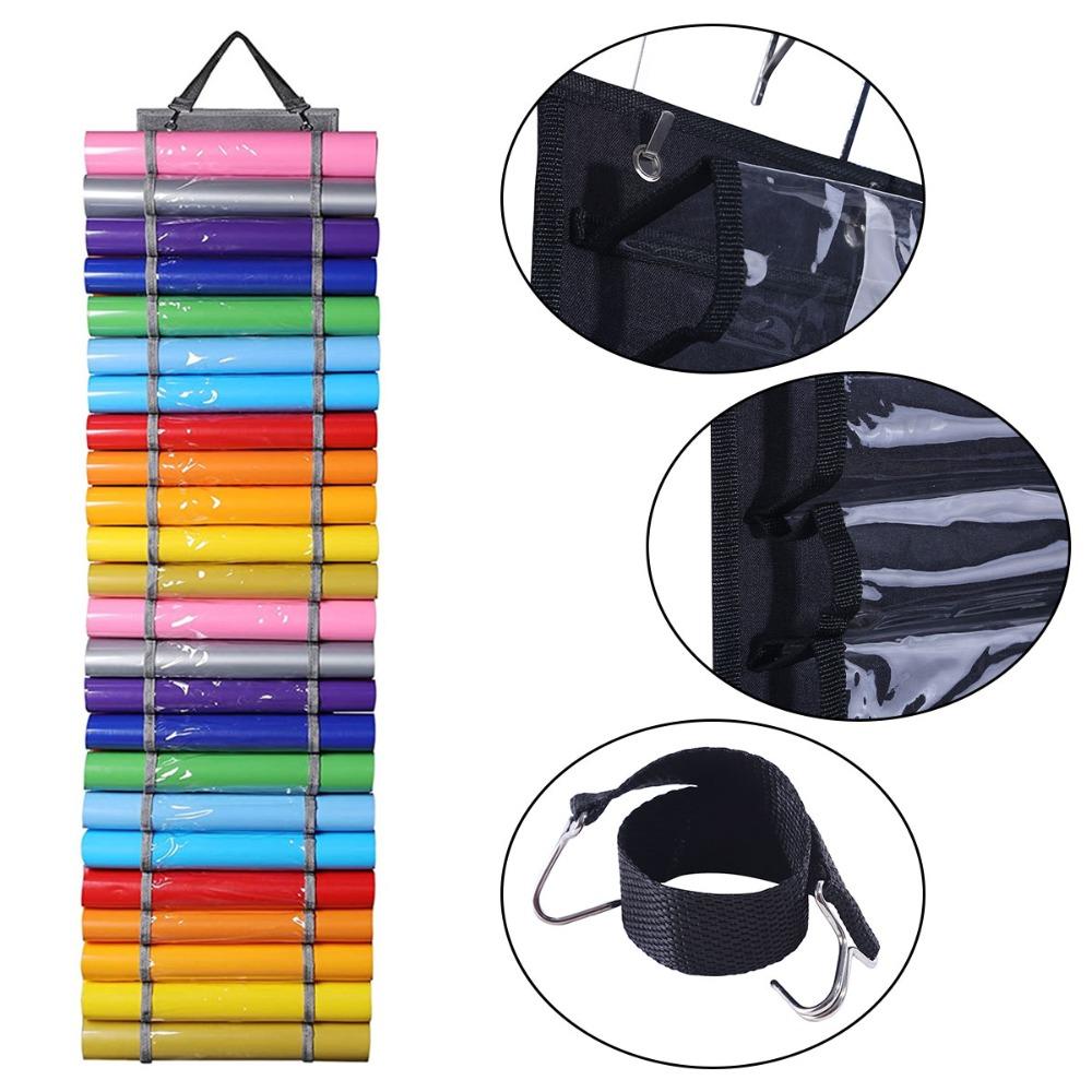 Wall Mount Vinyl Storage Organizer Rolls Holder Wall Hang Pocket Door Hanging Bag  Behind The Door