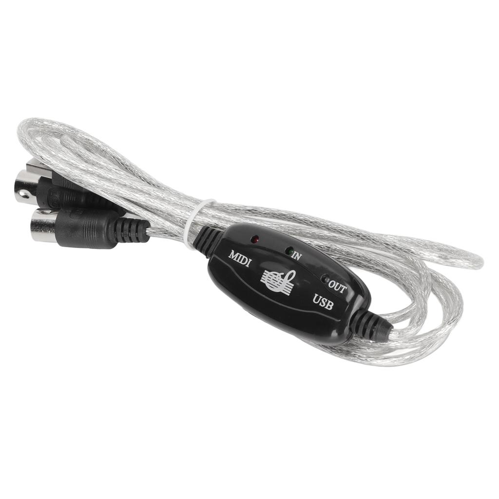 MIDI To USB Cable Approx 2.2yd Long 16 Channels USB PC Interface LED Power Input Output Indicator USB MIDI Cable