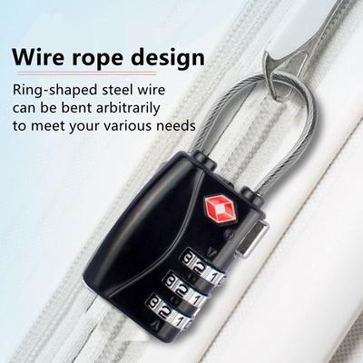 High Security Portable Cable Luggage Lock Padlock with Steel Cable Customs Code Lock Smart Combination Lock TSA Customs Lock