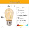 S14 Waterproof LED Edison Filament Bulb, 2700K Warm Light, E27, Energy-Saving ST45 Spare for String Lights
