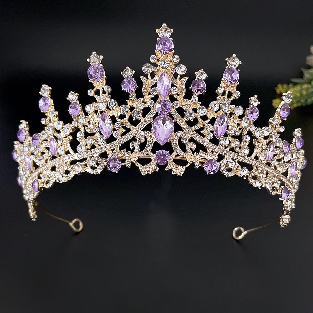 Bridal Crown Diamond Luxurious Prom Party Headband Headband Birthday Princess Hair Accessories Purple Crystal Crown