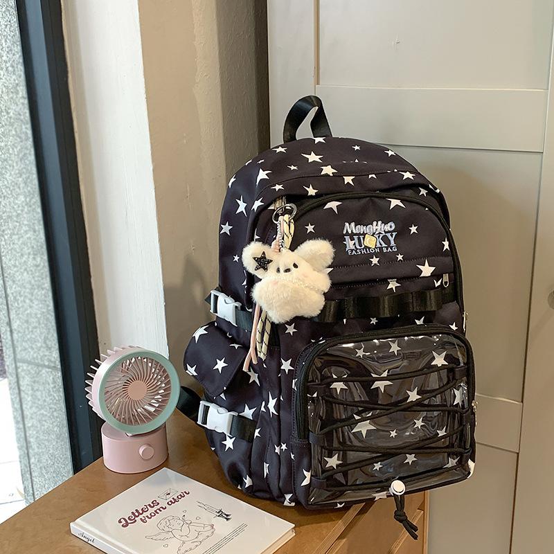 New Ins Wind Japanese Backpack Sweet Niche Compartment Backpack High Value Star Print Student Bag