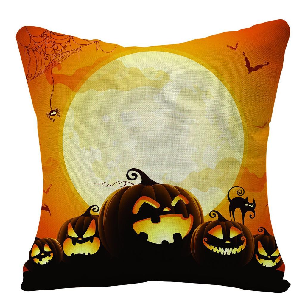 New Halloween Pumpkin Festival Linen Pillow Cover Home Festive Sofa Pillow Cover Premium Durable Quality Useful