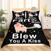 Cartoon Cute Pink Pig Duvet Cover for Children Boys Girls Microfiber Pigs Floral Cartoon Farm Animals Theme Bedroom Decorations
