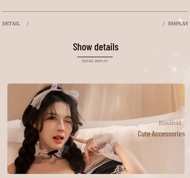 Erotic Maid Role Play Lingerie Set - Plus Size, Bust Enhancing, Quick Release