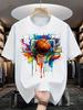 Unisexs New Summer 100 Cotton Tshirt with Basketball Print Suitable for Basketball Enthusiasts and Daily Wear