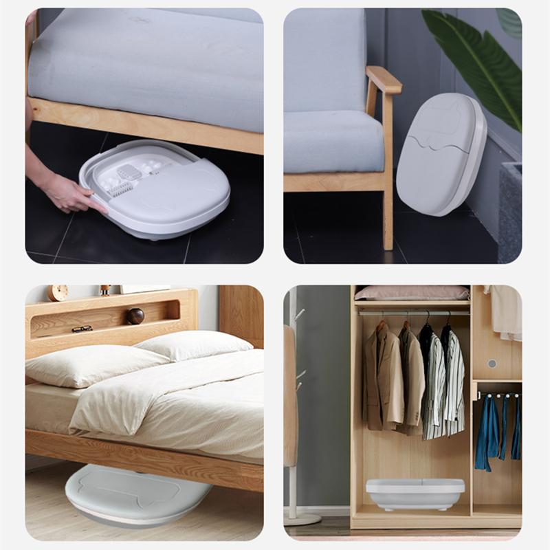 Foldable Foot Bath Massager Smart Roller Massage Portable Bathtub Foaming Foot Soaking with Lid Massage Bucket Collapsible