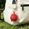 Keychain Pendant Imitation Leather 3D Piggy Shape Key Pendant with Metal Ring Anti-Slip Lanyard Bag Charm Accessory