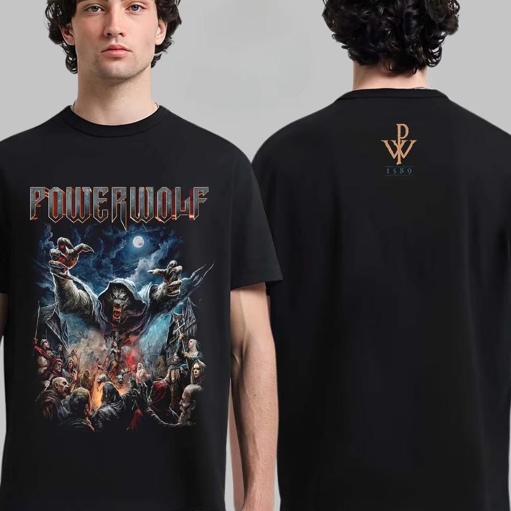 Powerwolf Wolf Supermoon 2026 Graphic Tee Power Metal Streetwear Casual Unisex Top For Fans