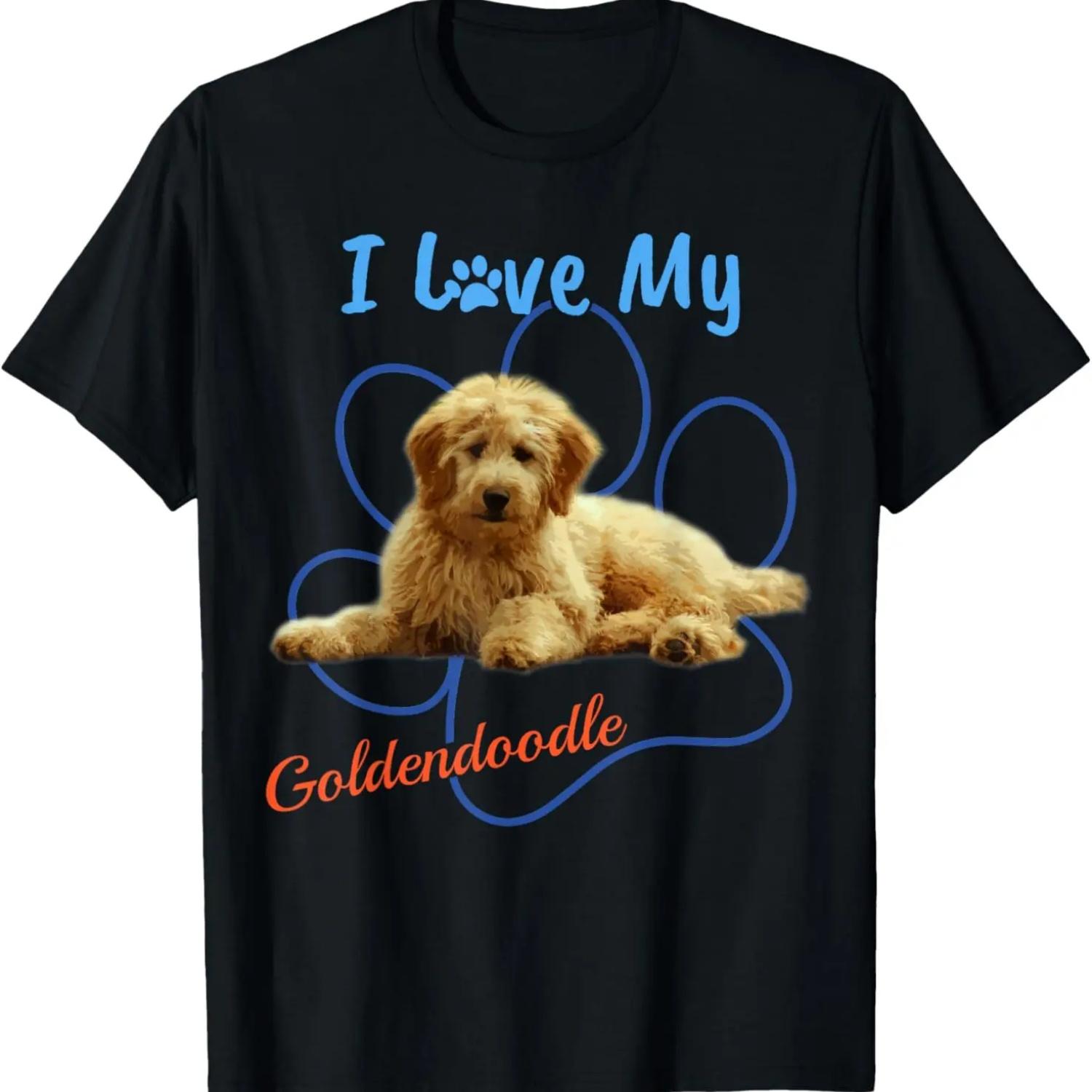I Love My Goldendoodle Best Dog Lover Paw Print T-Shirt! T-Shirt S