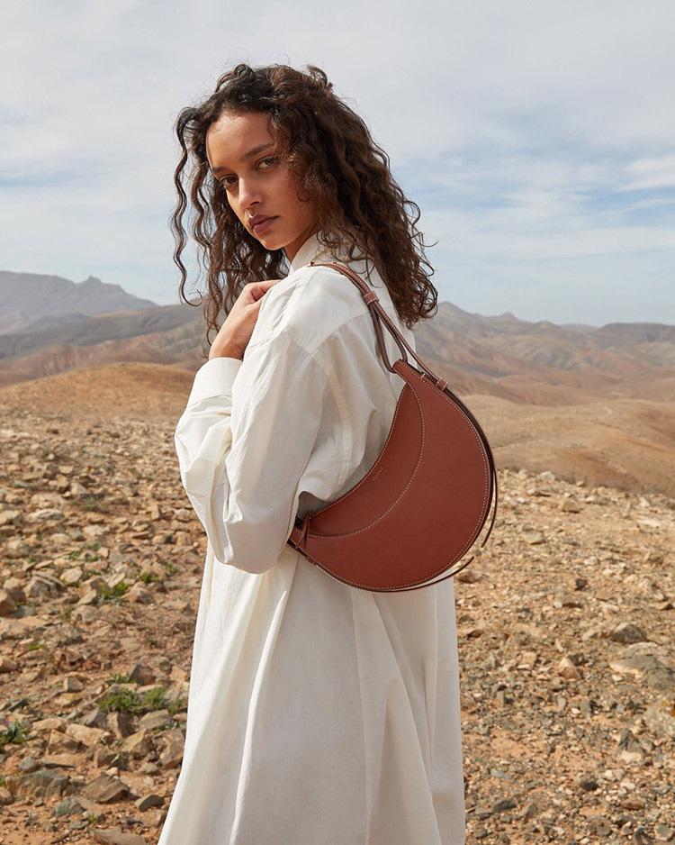 Paris Niche Design Genuine Leather Crescent Saddle Bag - Fashionable Shoulder Messenger Bag