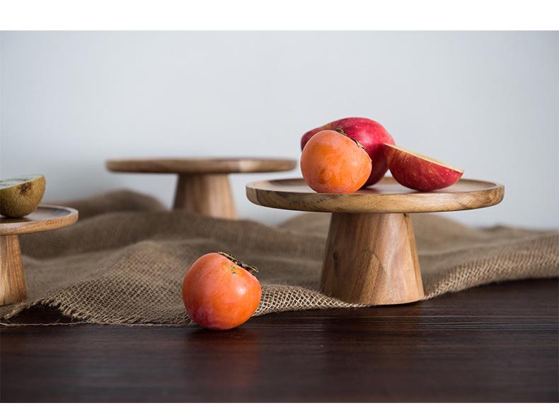 Wooden Dessert Cake Stand with High-Foot Platter: Afternoon Tea Display Rack and Storage Tray Set