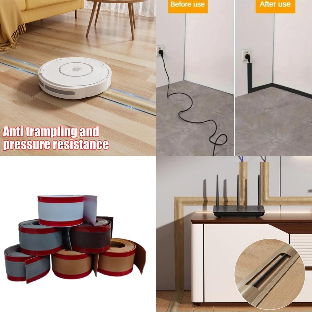 1pc 118.11X2.17in Cable Cover Protector PVC Self-Adhesive Wire Protection Strip Wall And Floor Wire Organizer For Home