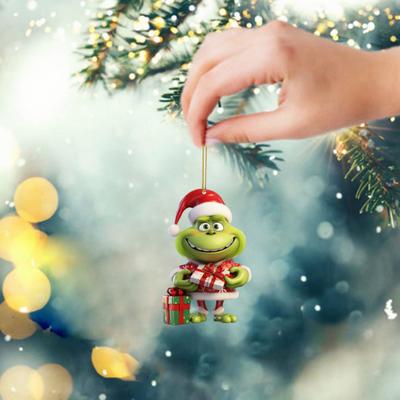 Vánoční zelený skřítek závěsná dekorace Santa Claus zelenovlasý skřítek Akryl Domácí kancelář Vánoční stromeček Nástěnný závěsný přívěsek na okno
