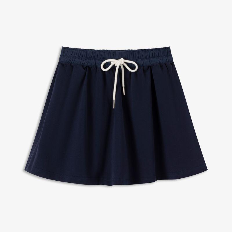 

Aozhi Country Casual Sports Style Contrast Color Polo Collar Suit Women s 2-Color Short-Sleeved T-shirt + Shorts + Short Skirt Three-Piece Set N Navy blue overskirt M