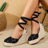 Espadrille Wedge Shoes Women Super High Heels 10.5cm Flowers Summer Platform Party Shoes Comfortable Ladies Wedge Sandals Big Size 42