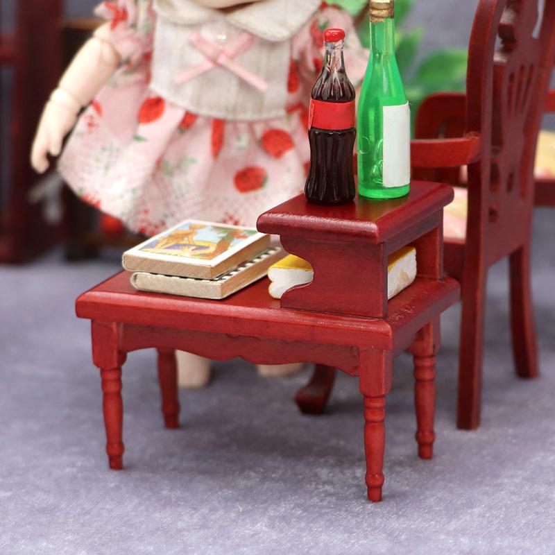 1:12 Dollhouse Miniature Double-Layer Coffee Table Side Table Living Room Furniture Home Model Decor Toy Doll House Accessories