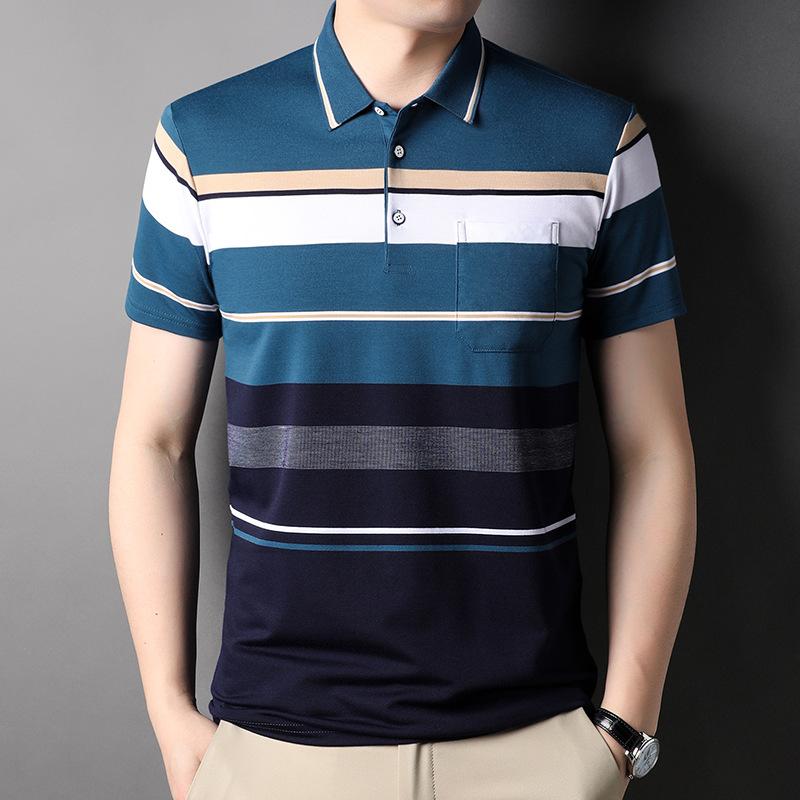 Medium Men'S T-Shirt Short-Sleeved Thin Dad Summer Lapel Top Polo Shirt Clothes
