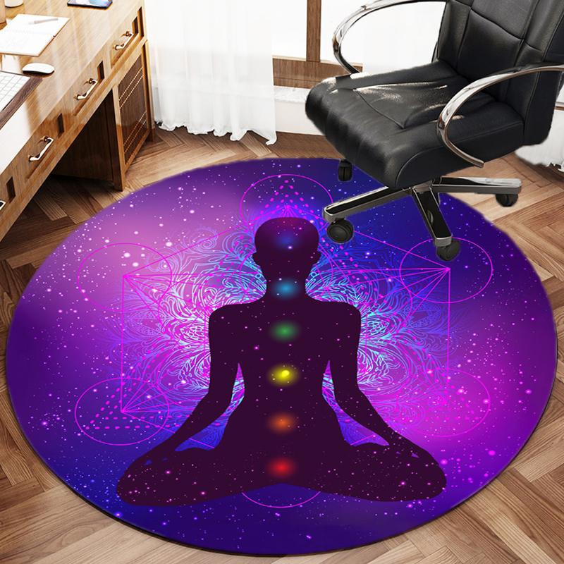 Yoga Meditation Round Rug Nonslip Area Rug Office Chair Mat Carpet For Living Room Bedroom Home Decor