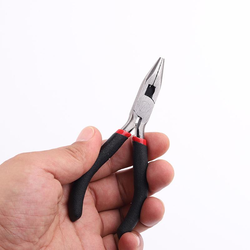 4.5-Inch Red and Black Bent Nose Pliers – Mini Multi-Functional Tool for Jewelry Processing