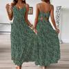 Women Summer Bandage Backless Holiday Beach Irregular Striped Printed One Piece Dress