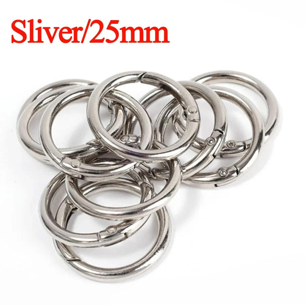 10/50pcs Metal O Ring Spring Clasps for DIY Jewelry Openable Round Carabiner Keychain Bag Clips Hook Dog Chain Buckles Connector