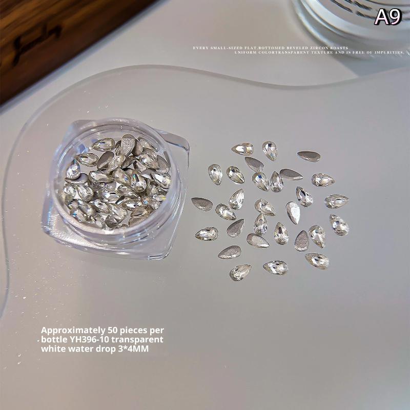 Mixed Zircon Nail Rhinestones Shiny Nail Diamond Flat Nail Gems Glass Stones Nails Decoration Nail Charm Diy Manicure Art
