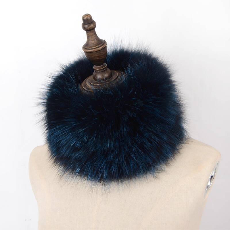 Echter Fuchsfellschal Handgestrickter Pelz-Nackenschal Winter Elastisches Stirnband Pelzschal Plüsch Warm Dicke Nackenwärmer