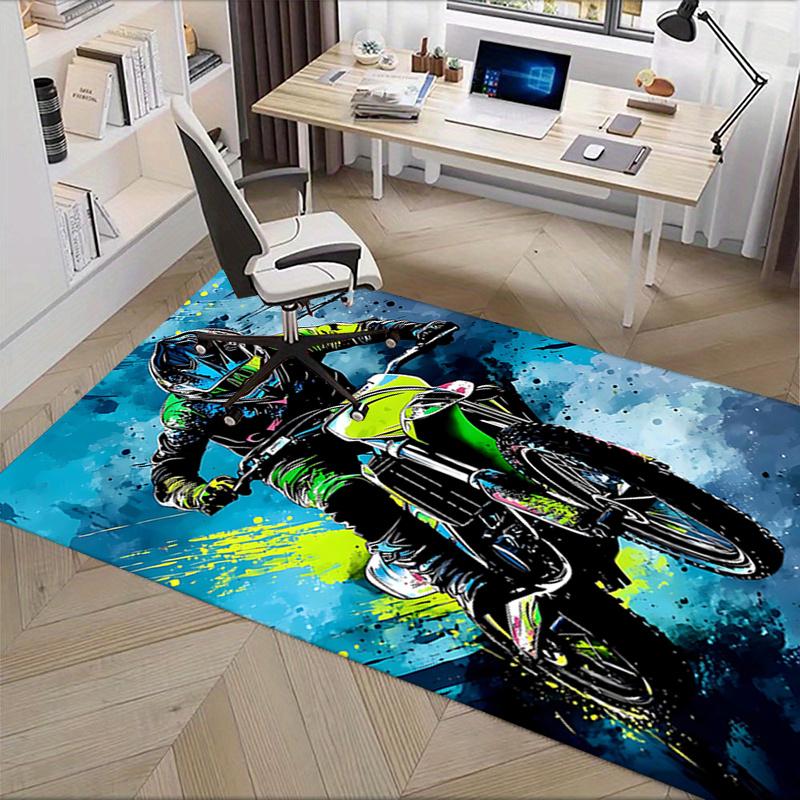 Motorcycle Office Carpet Chair Mat: Office Rug, Home Decor, Gift for Office Enthusiasts, Suitable for Bedroom, Living Room, and Various Rooms