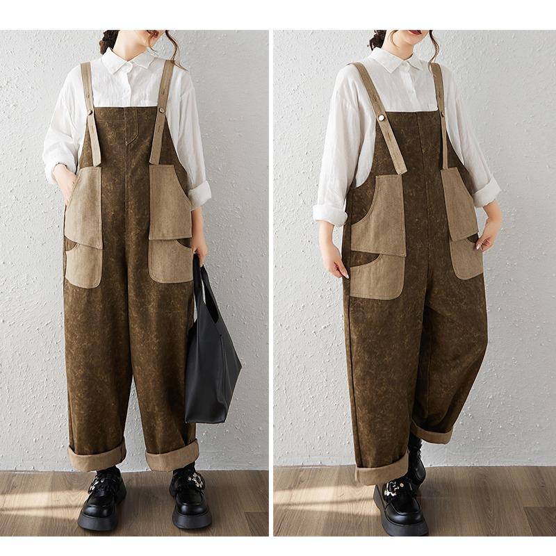 DIMANAF Plus Size Women Jumpsuits Overalls Long Pants Jeans Trousers Vintage Streetwear Loose Casual Denim