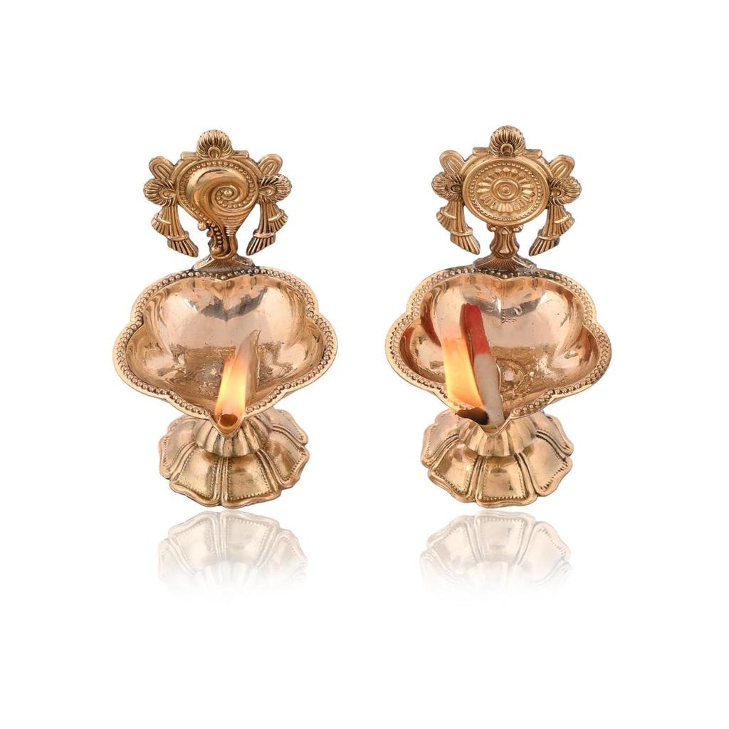 Amazon Brand - Umi Pure Brass Shanku Chakra Kuber Diya Diwali Decoration
