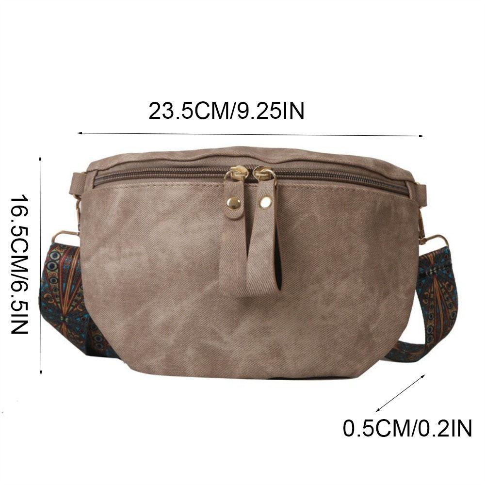 Dumpling Shape PU Leather Waist Bag Zipper Women Crossbody Bag Simple Chest Bag Travel