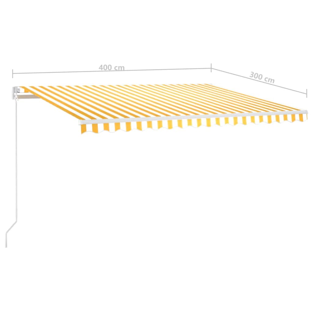 Manual Retractable Awning with LED Lights 400x300 cm Yellow and White