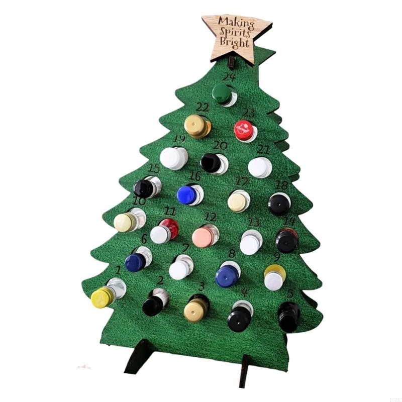 Christmas Count Down Calendar Natural Design Accommodates 24 Miniature Bottle Holiday Decoration For Family