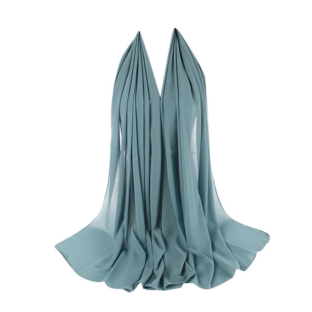 Women Plain Bubble Chiffon Scarf Hijab Wrap  Shawls Headband Muslim Hijabs