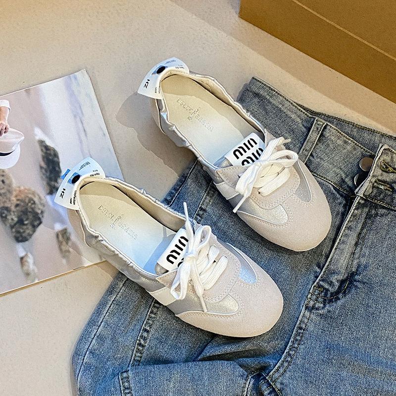 Women's fashion ballet women's flat summer new lace-up breathable little white shoes single shoes
