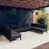Day and Night - Day and Night Garden Furniture 9 Pieces and Cushions Black Solid Pine Wood