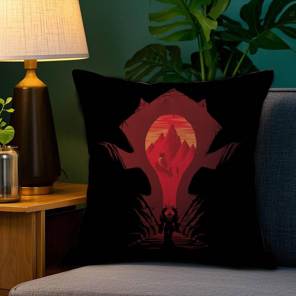 Warcrafts of World W-WOW Spiel Kissenbezug Plüschstoff Weich Doppelseitiger Druck Sofakissenbezug Dekokissenbezüge