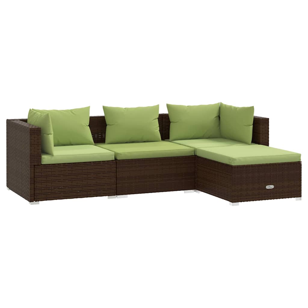 Vidaxl 4-Cz. Garden Lounge Set, Cushions, PE Rattan, Brown