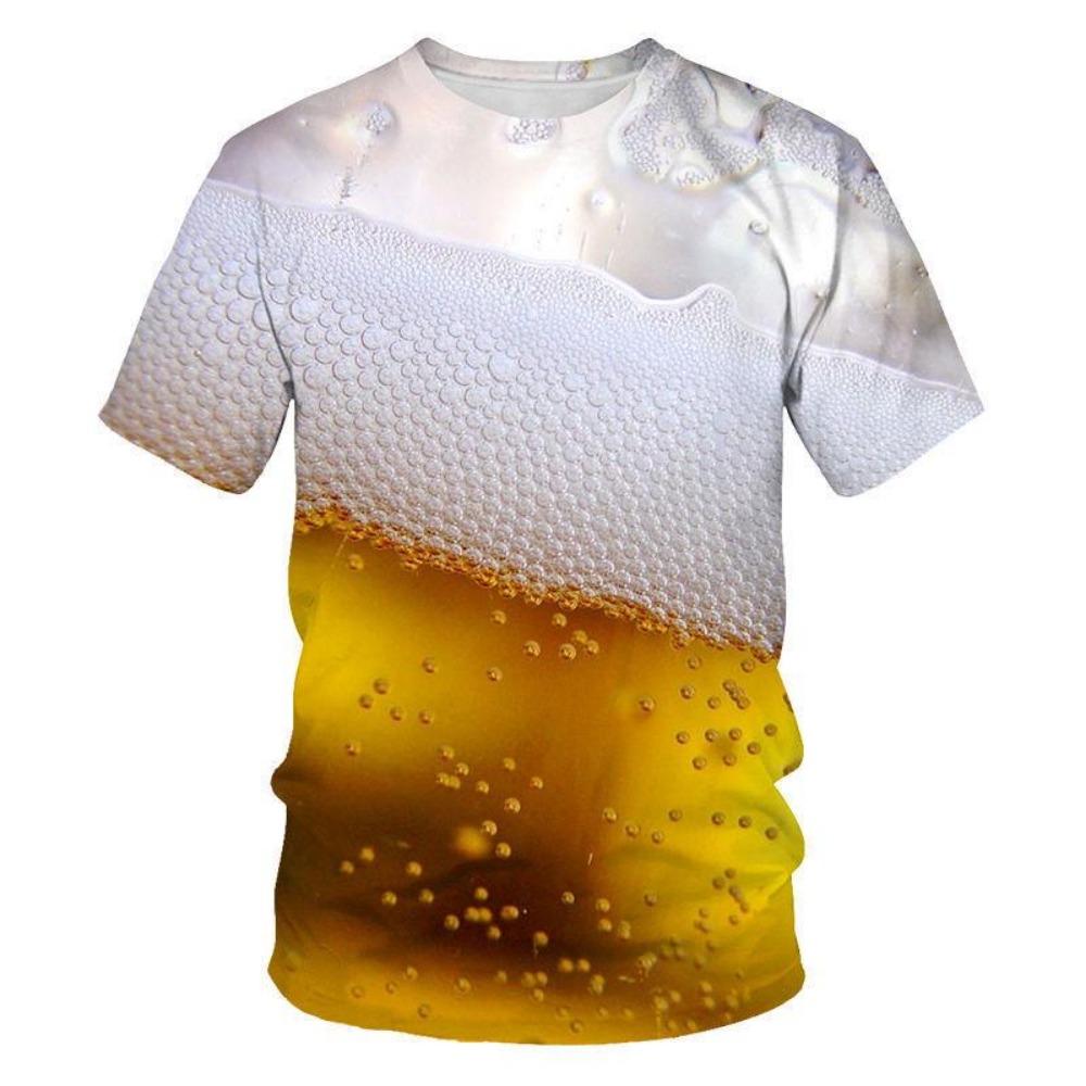 Men s 3D Printing Beer T-shirt Personalized Short Sleeve T-shirt Men s Summer Casual Tops S