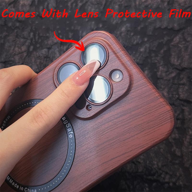 New Magsafe Magnetic Wireless Charging Wood Grain Shockproof Phone Case For iPhone 16 Pro Max 14 11 12 13 15 Pro Max Back Cover