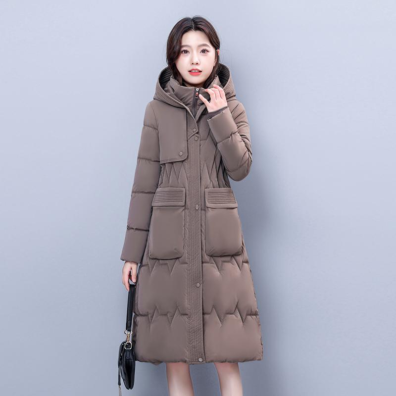 Plus Size Woman Winter Long Coat Hooded High Quality Thick Warm Padded Jackets for Women Korean Style Winter Parkas Big Pockets