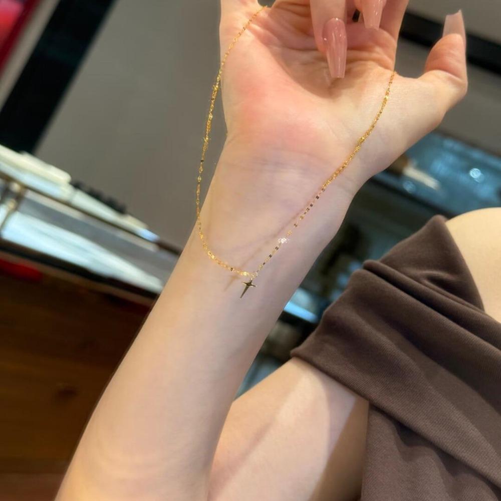 Volledige Diamant Dubbel Kruis Hanger Ketting Dames 2026 Verfijnd Middeleeuws Eenvoudig Veelzijdig Sleutelbeen Ketting Sieraden