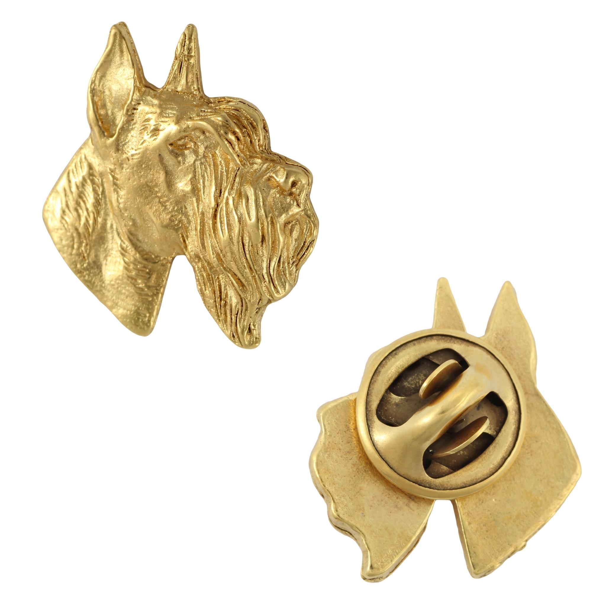 

Schnauzer II - gold-plated pin brooch, elegant dog ornament, unique pin by Art-Dog brand